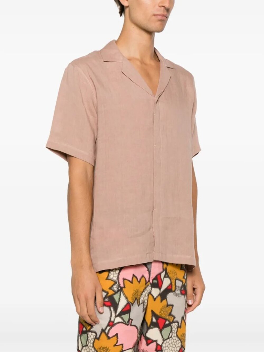 Orlebar Brown Unisex Mauve Linen Short Sleeve Shirt